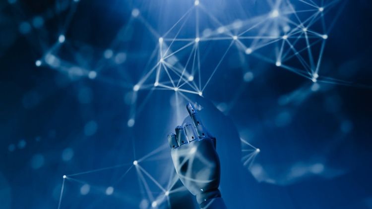 Abstract visualization of AI agent security vulnerabilities with interconnected digital networks, warning symbols, and floating digital keys representing privileged access risks