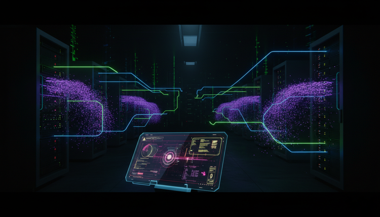 Dark server room with glowing holographic capybara shape representing the Claude Mythos AI model leak