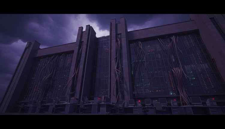 Digital shield made of circuit patterns breaking apart, representing weakened cyber defences