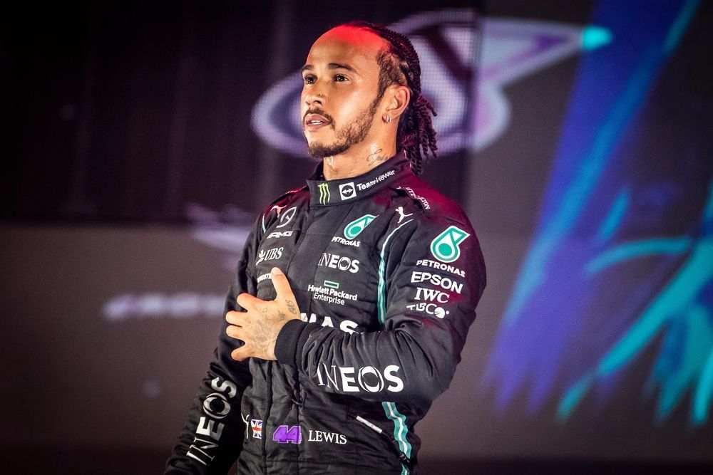 Lewis Hamilton in his racing suit