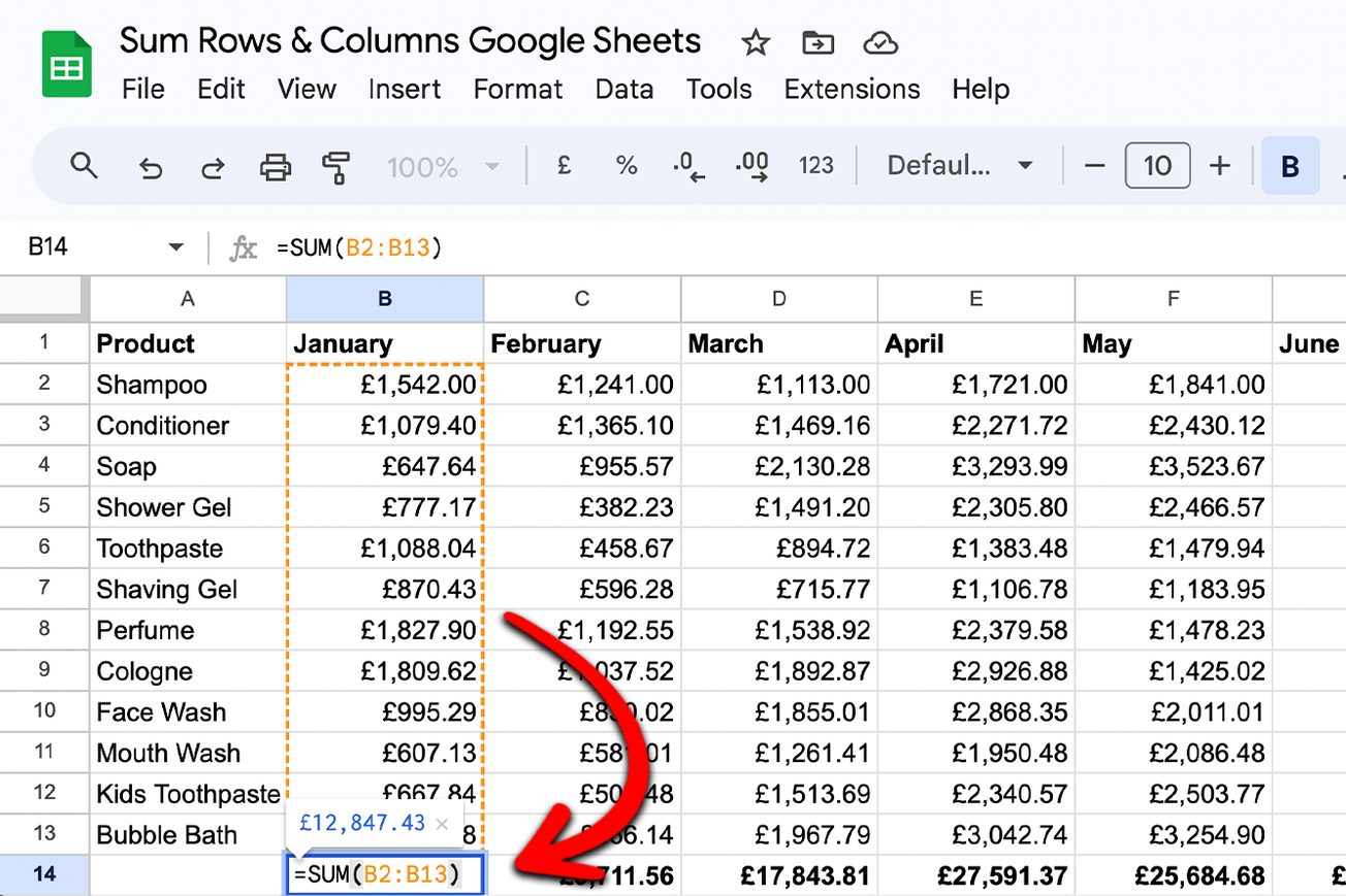 SUM Rows and Columns Google Sheets Cover Image