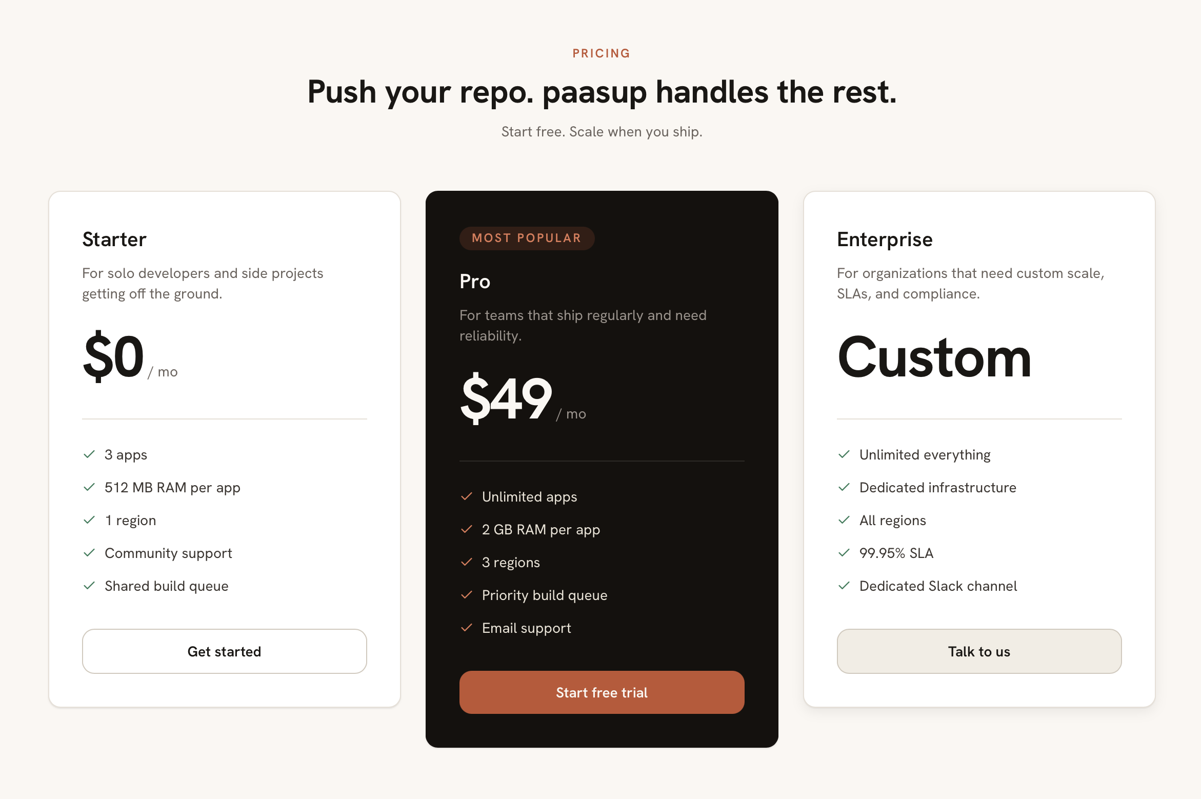 paasup Pricing Card