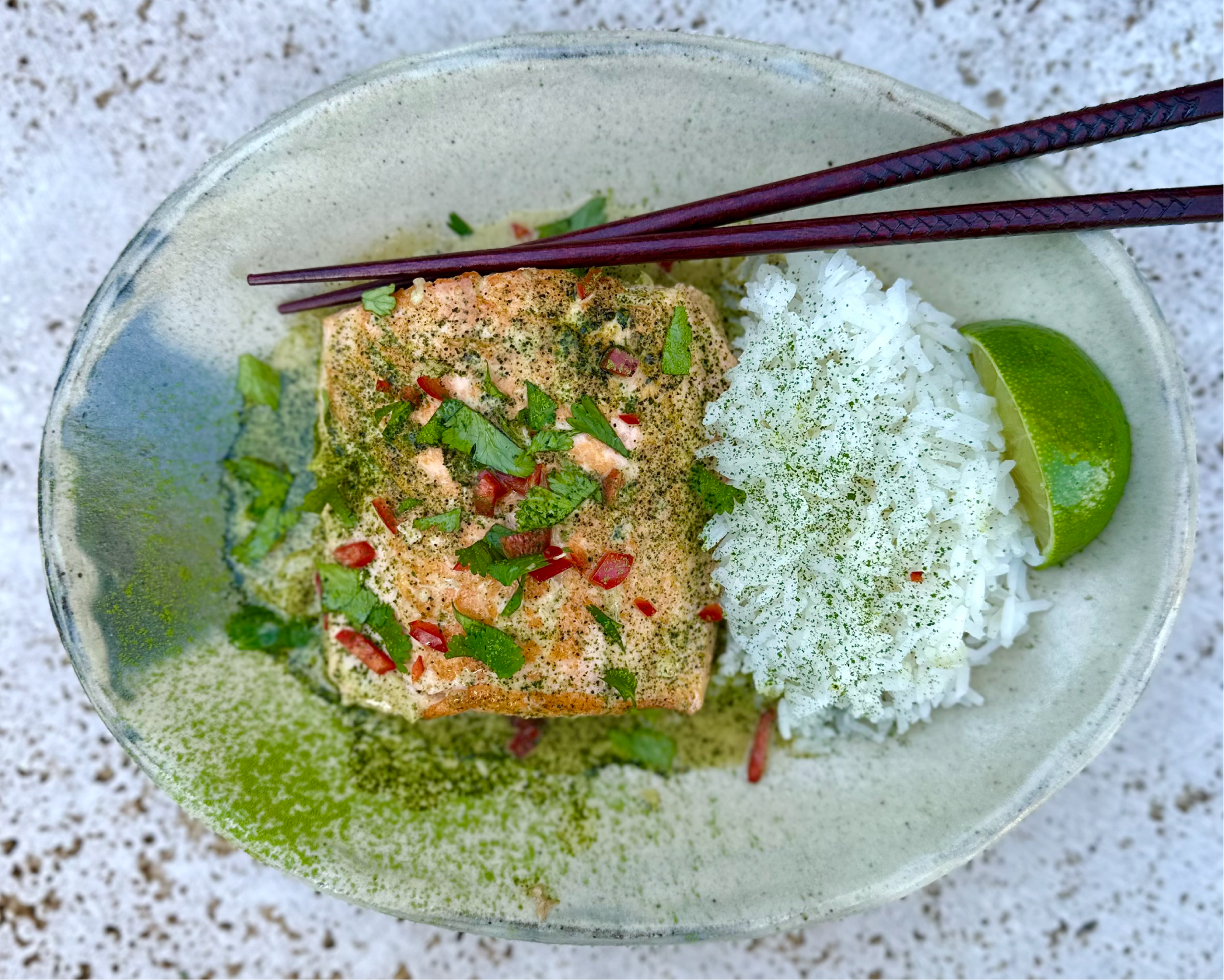Coconut Matcha Poached Salmon