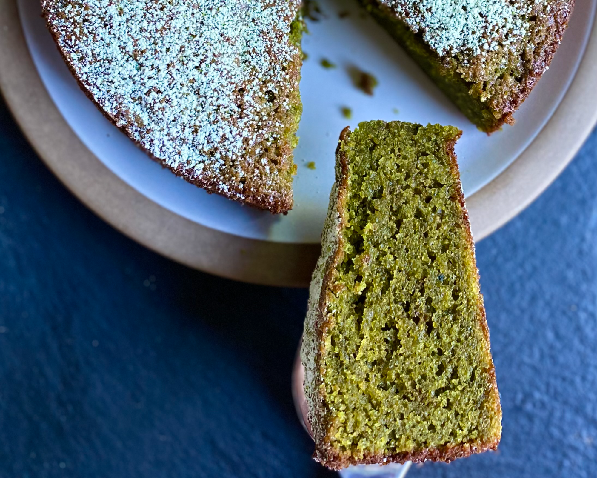 Matcha Almond Olive Oil Cake with Orange