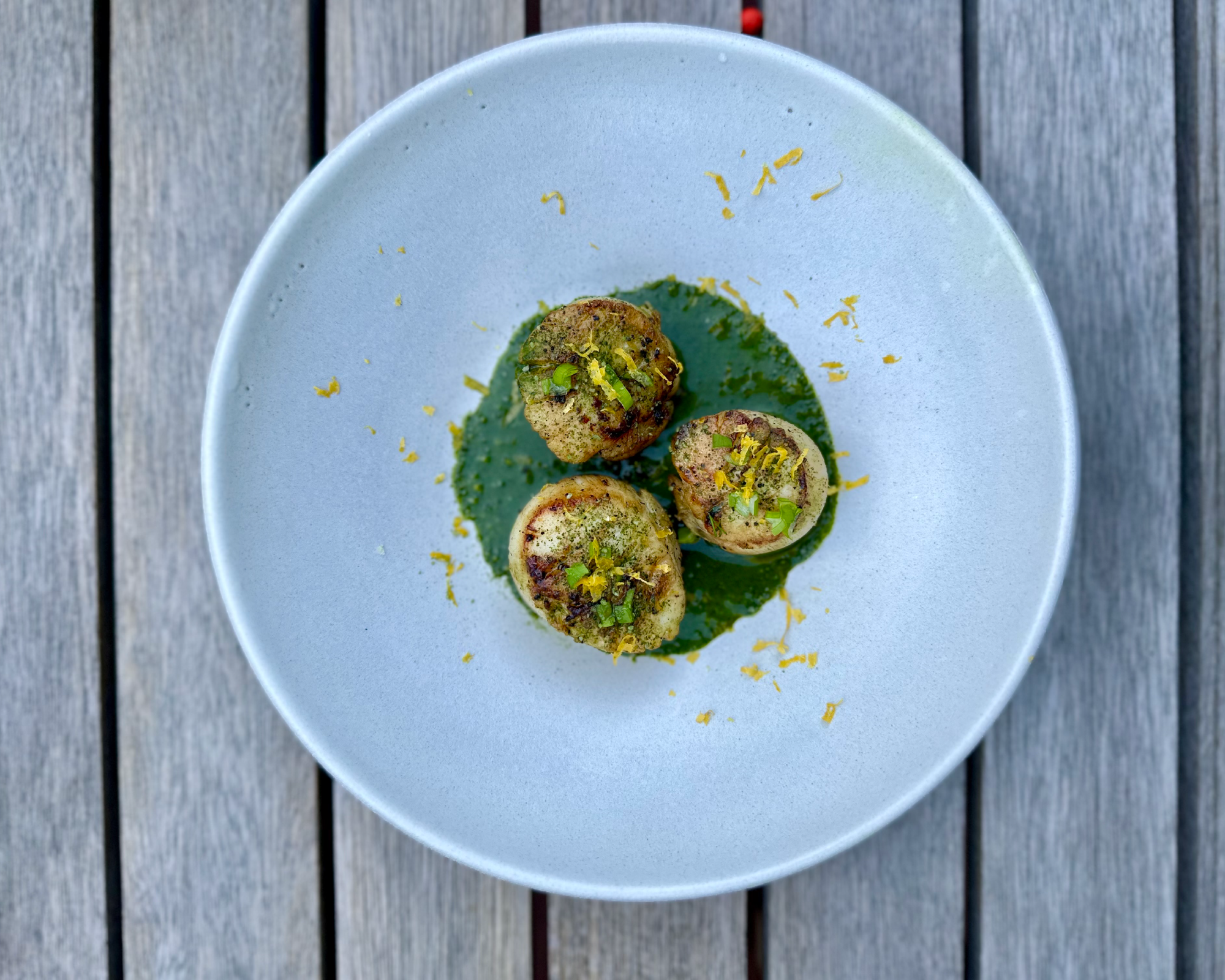 Scallops with Matcha Miso Butter Sauce
