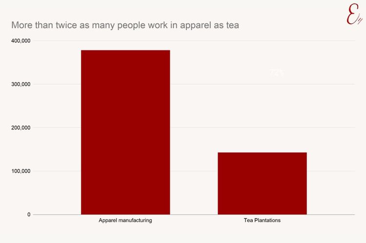 More than twice as many people work in apparel as tea