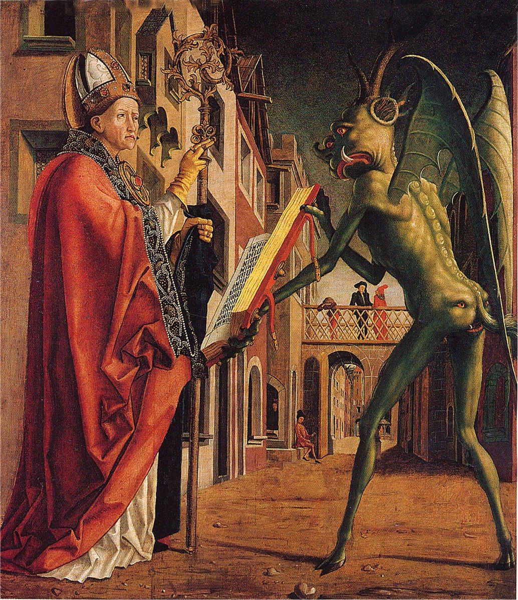 Michael Pacher, The Devil and Saint Augustine
