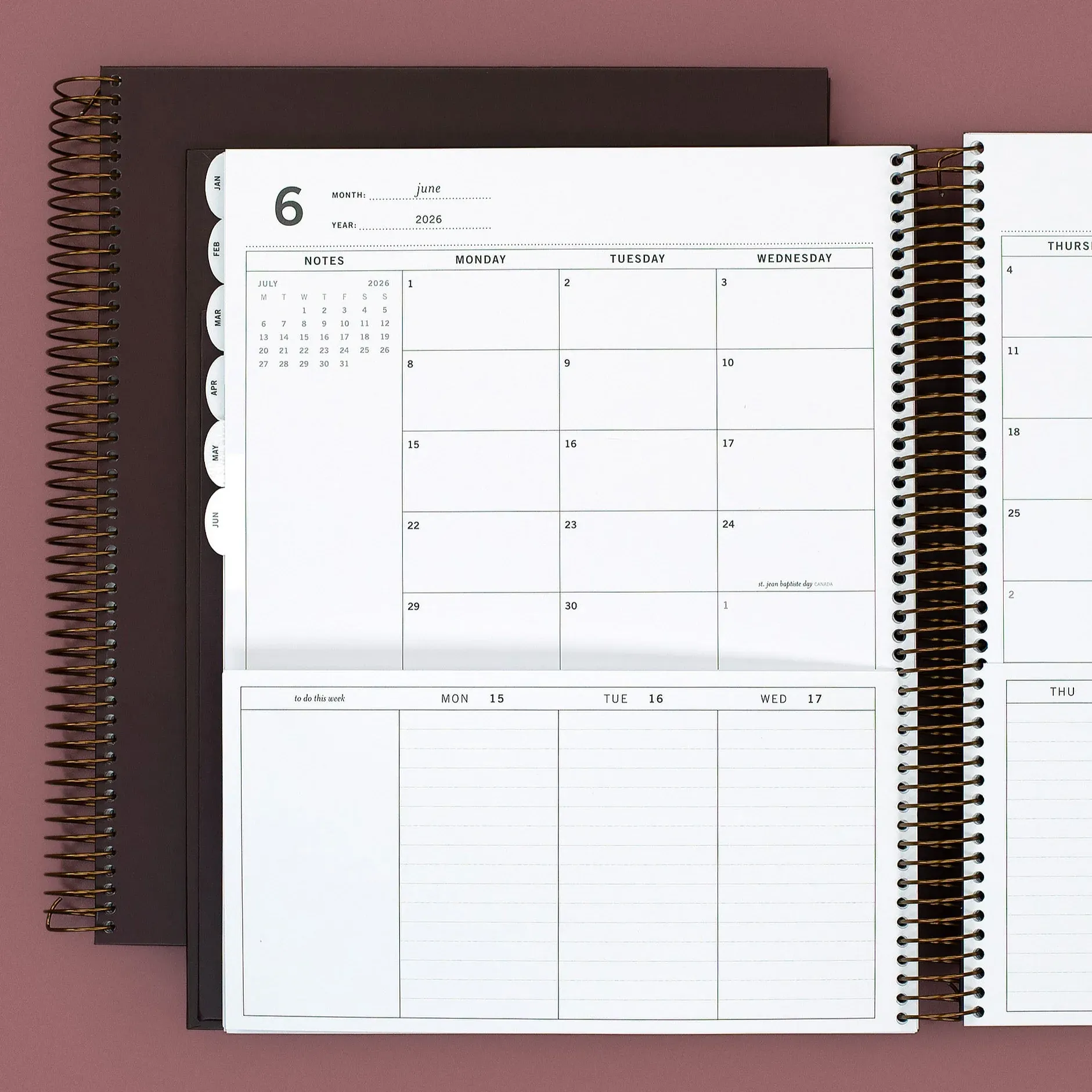 A page from the Laurel Denise Scout planner showing the month of June 2026 and the week of June 15.
