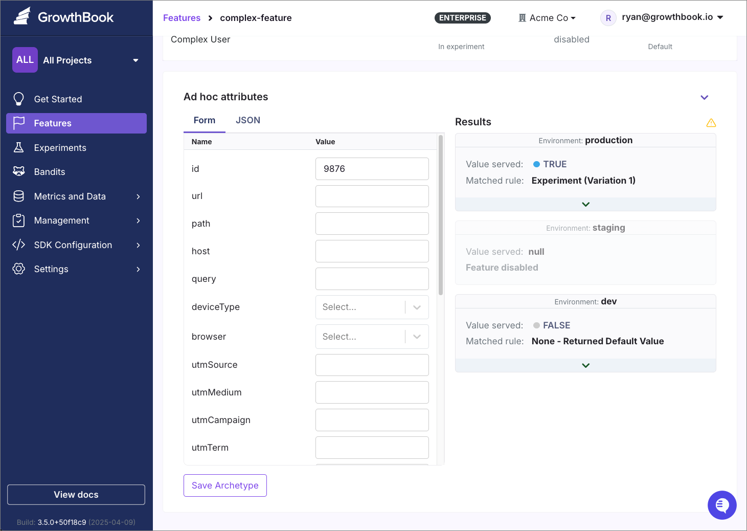 See how features evaluate with simulation