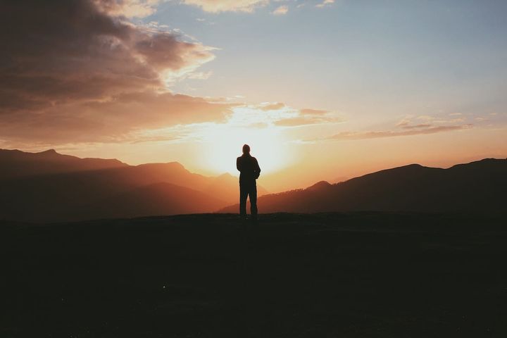 Man in sunset