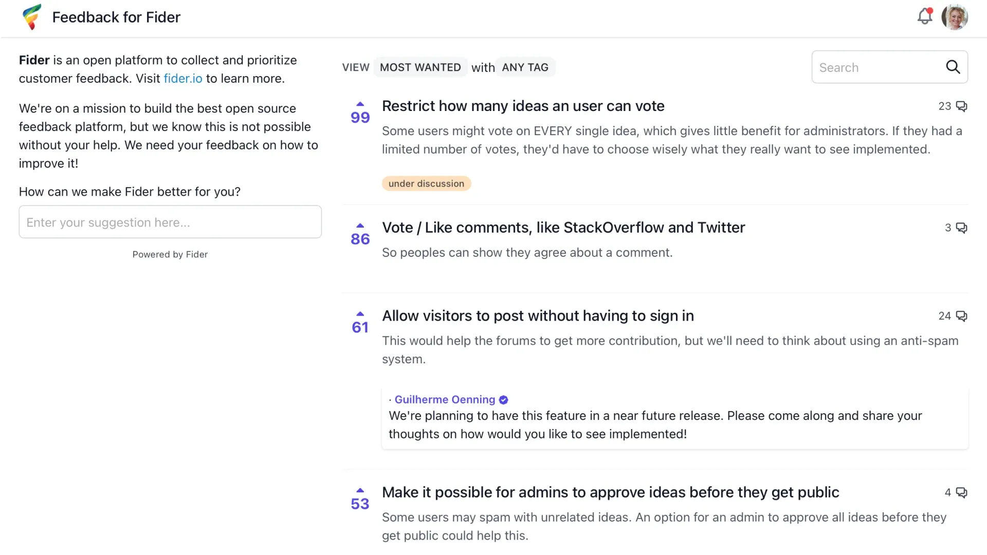 Fider product illustration.