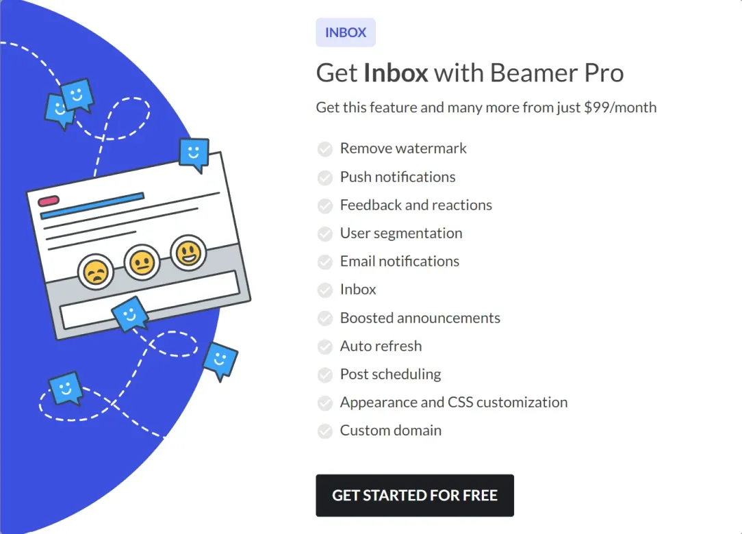 Screenshot of Getbeamer's Pro plan pricing.