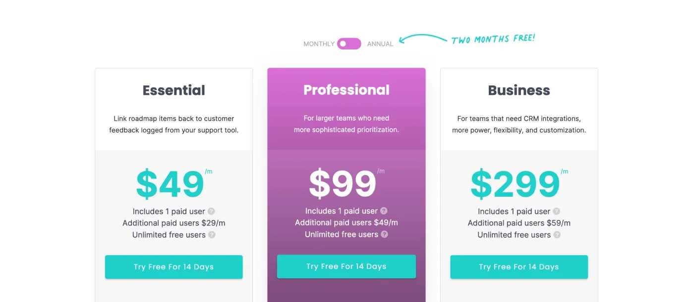 Screenshot of Savio's pricing page.
