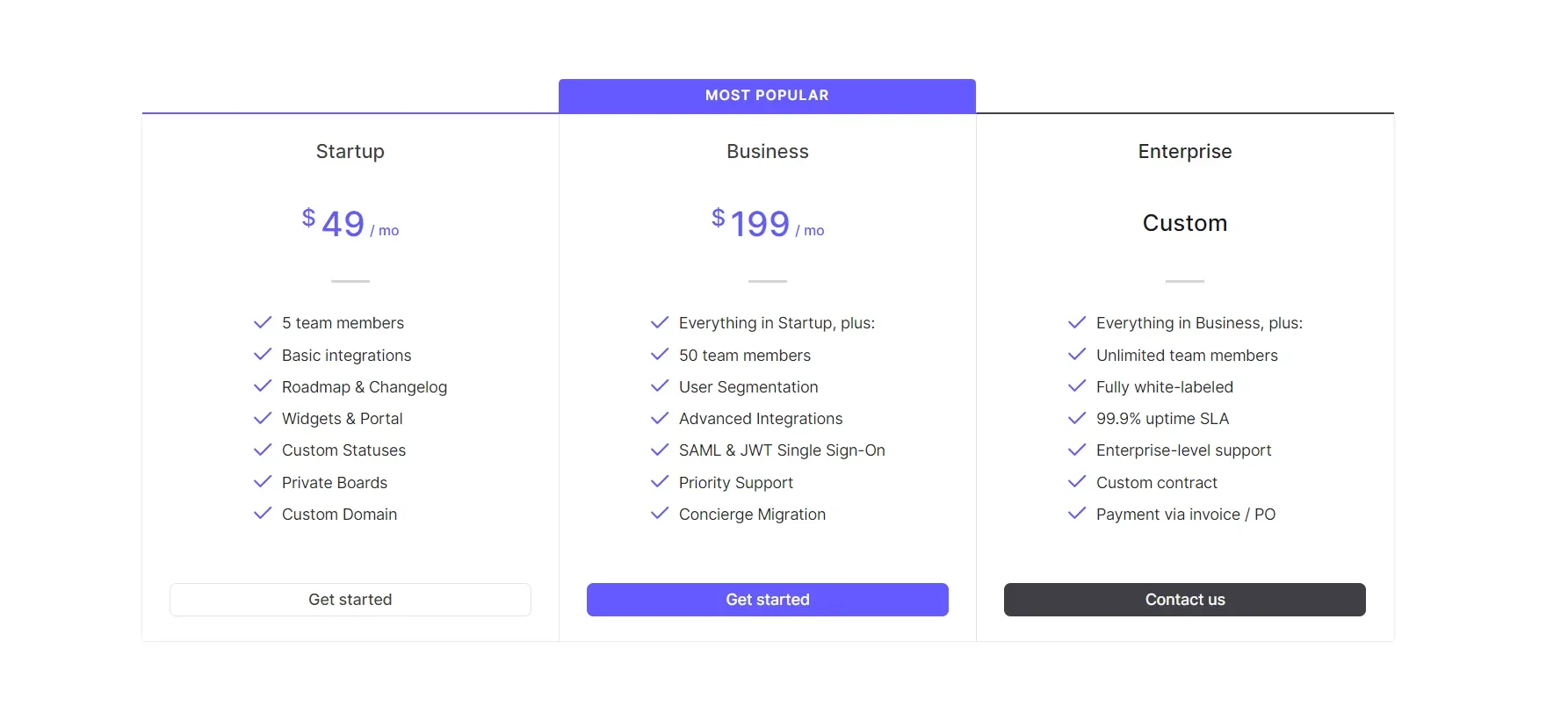 Screenshot of Rapidr's pricing.