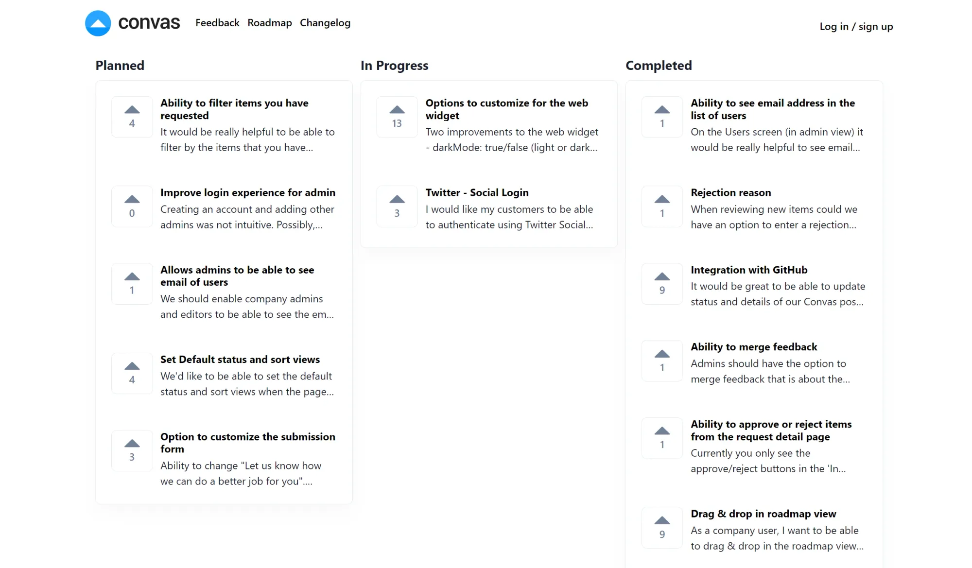 Convas' roadmap view illustration.