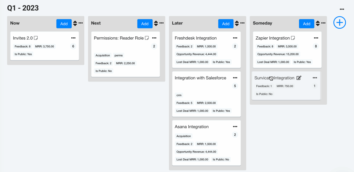 Screenshot of Savio's public feedback board.