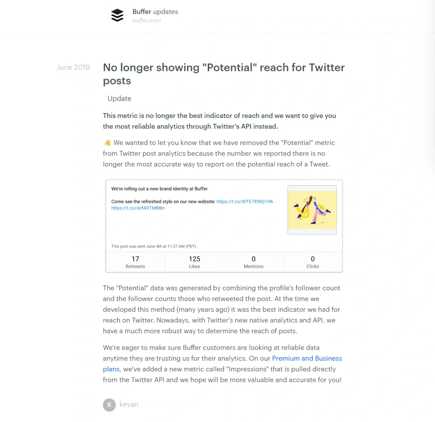 Example of a public changelog page.