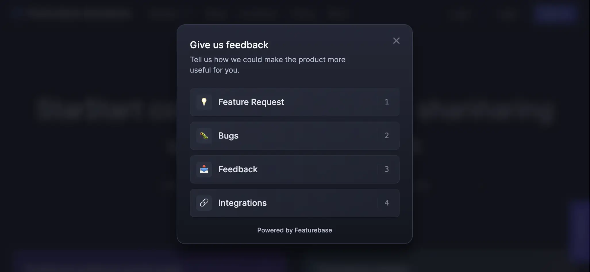 Featurebase's embeddable feedback widget.