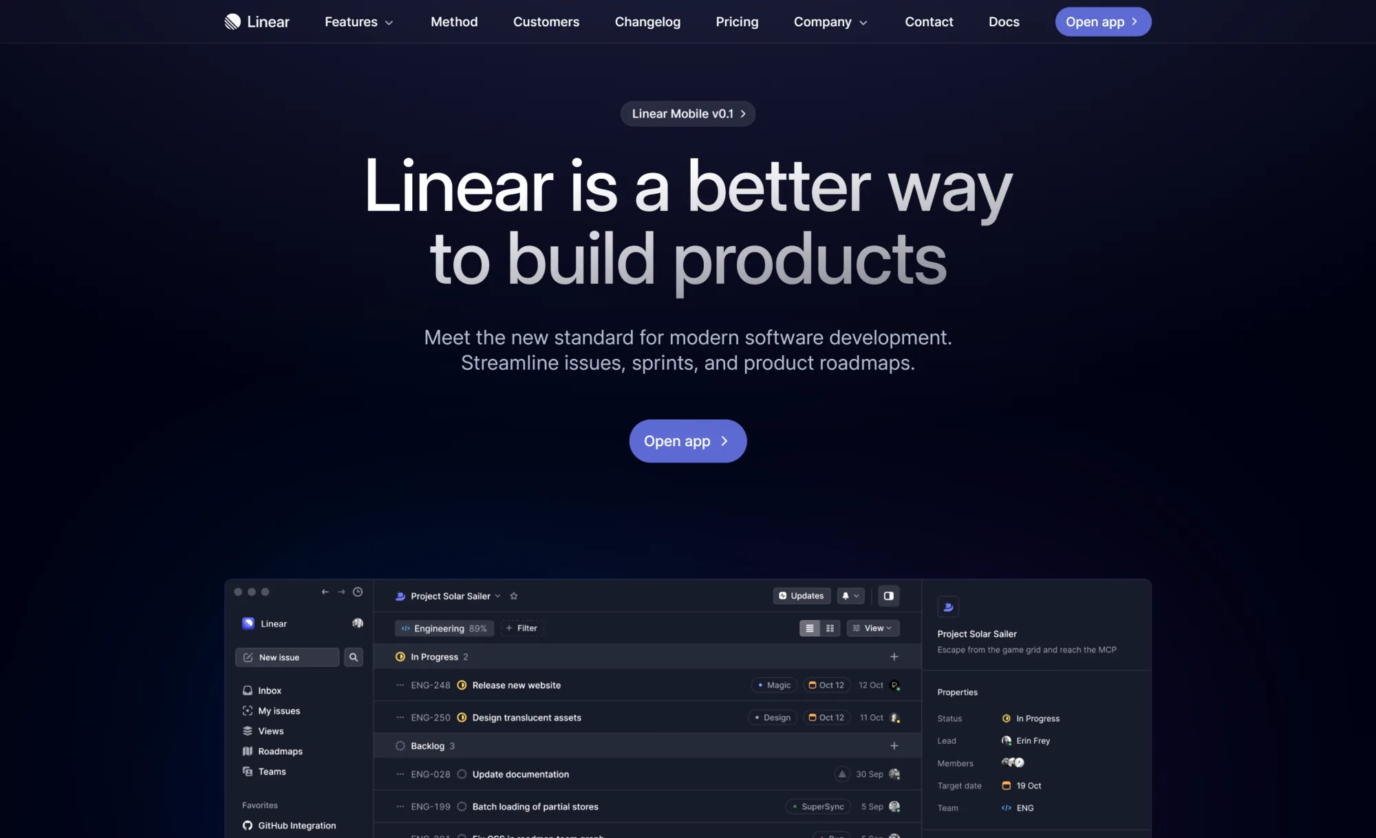 Linear.app homepage