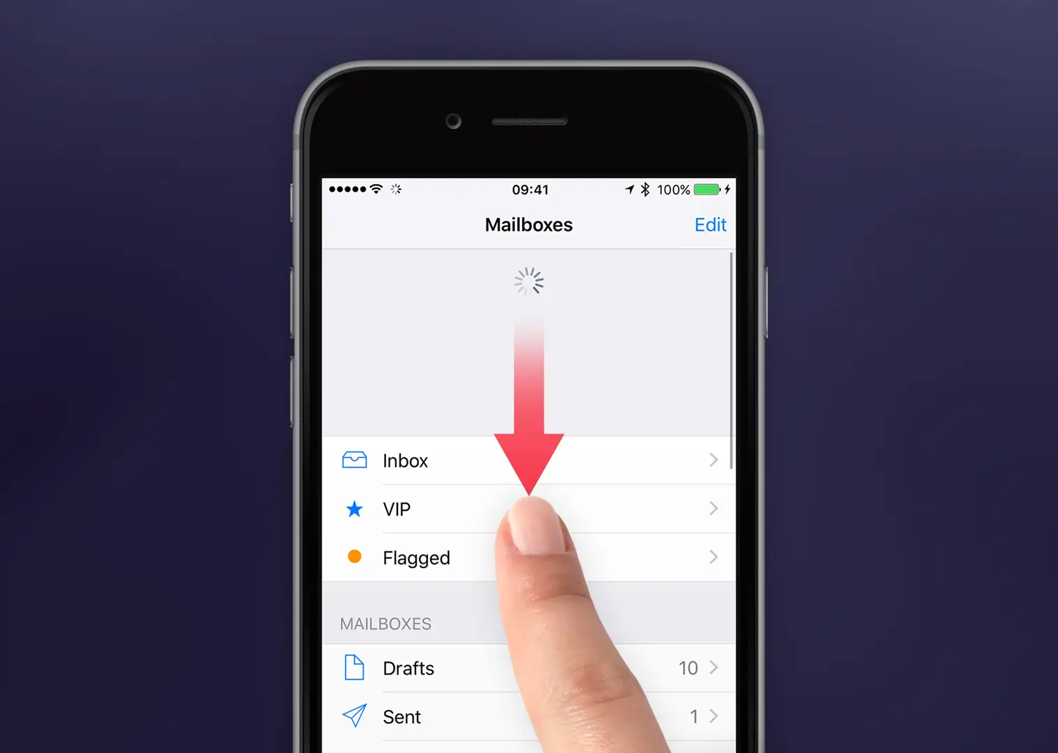 Illustration of the pull-to-refresh gesture.