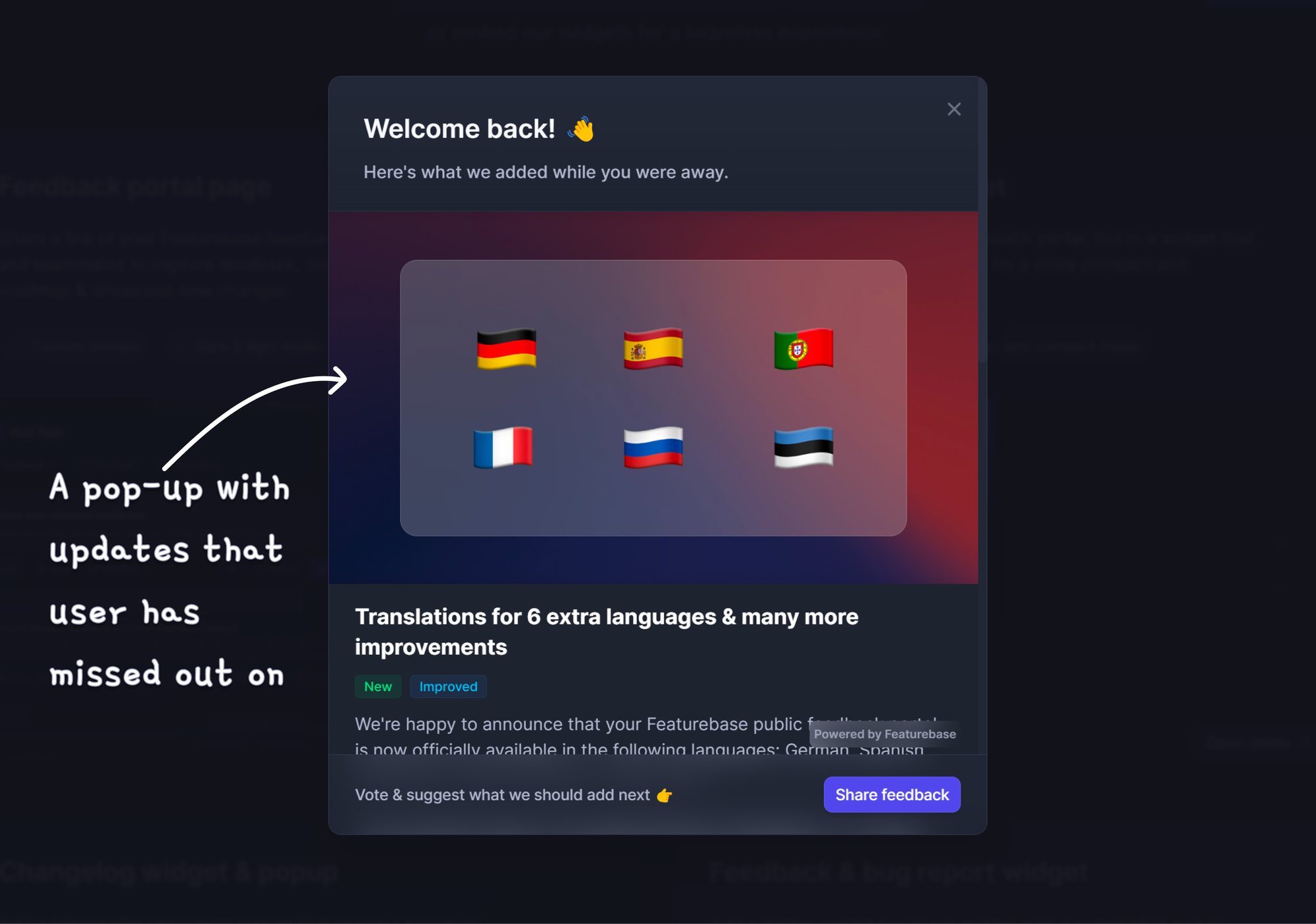 Example of an in-app product update.