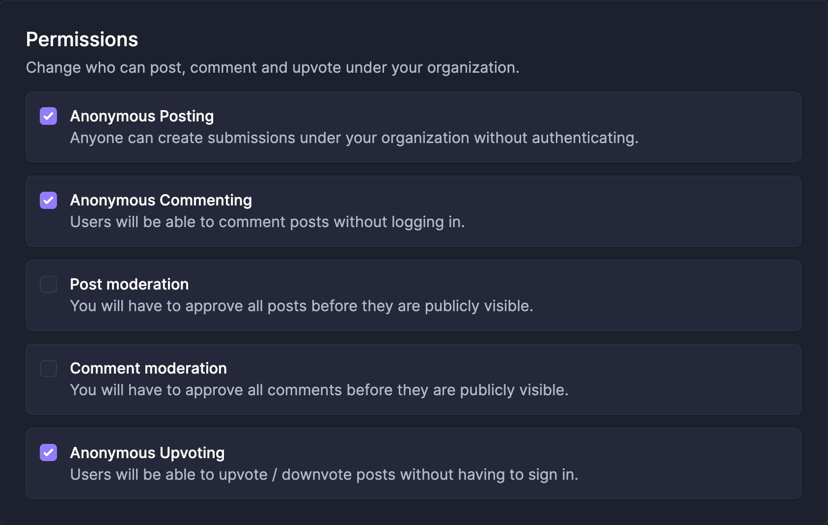 Anonymous feedback in Featurebase.