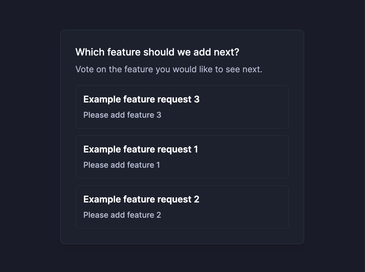 Feature idea poll in Featurebase.