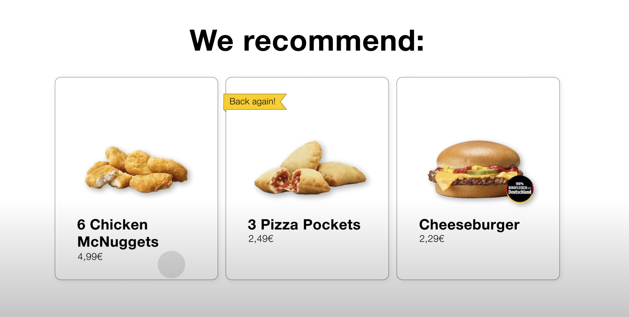 McDonald's self-order machine cross-selling snacks before the checkout.