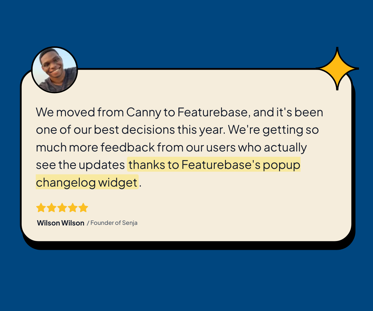 Featurebase testimonial.