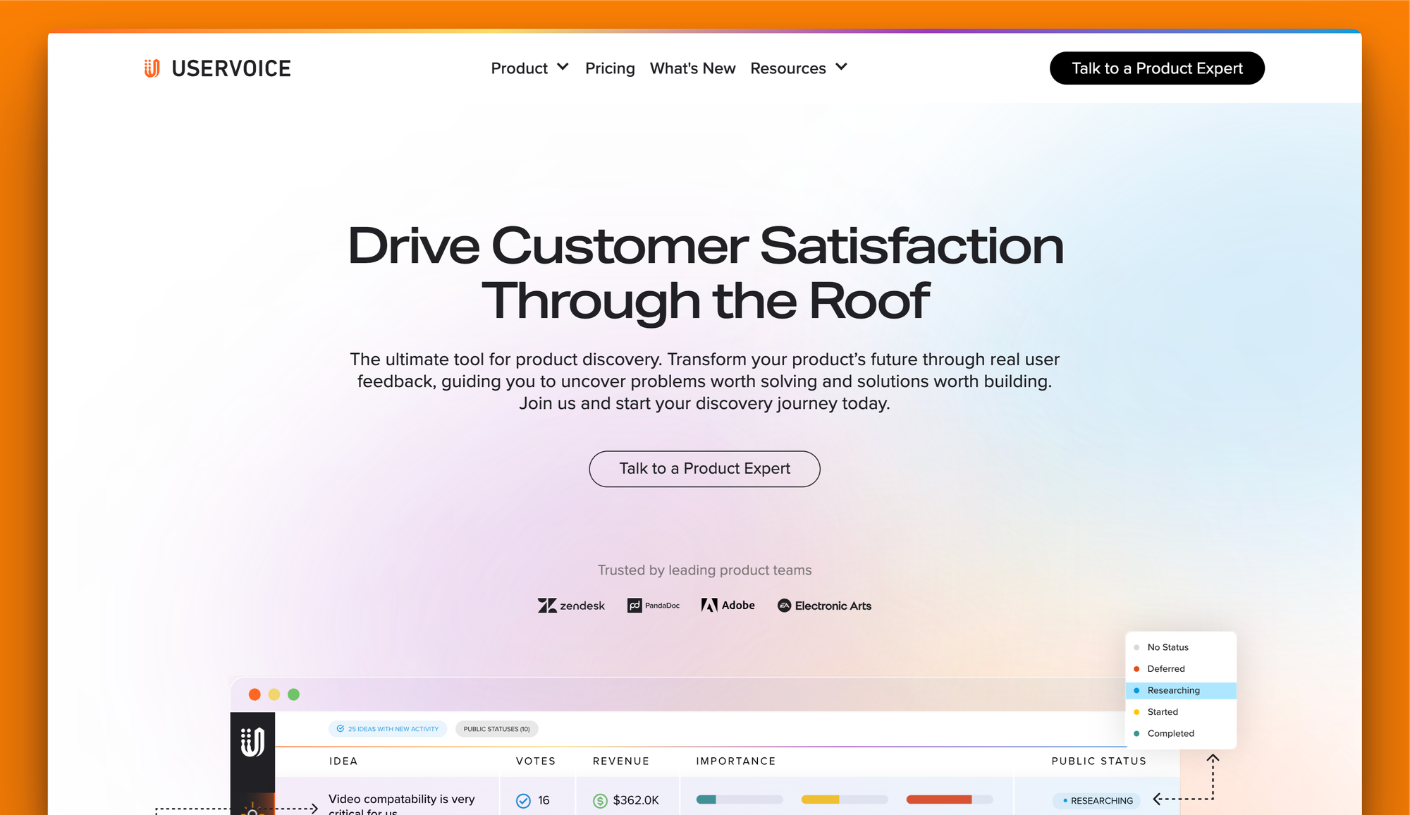 UserVoice is a feedback managment tool.