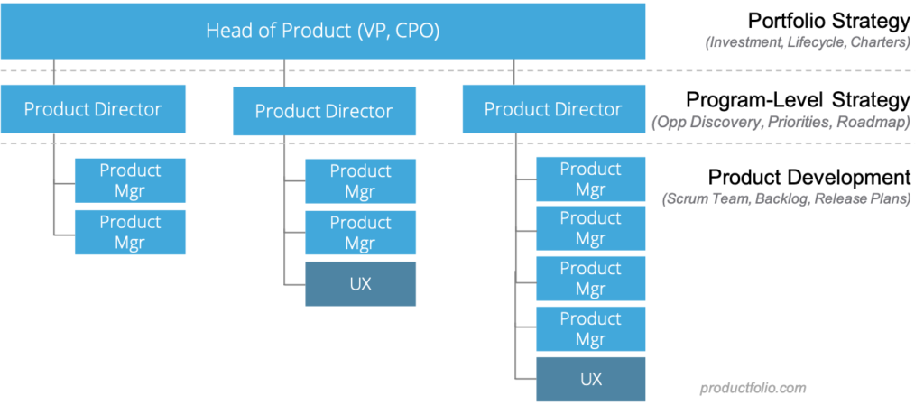 An example of a hierarchy for the head of product role.