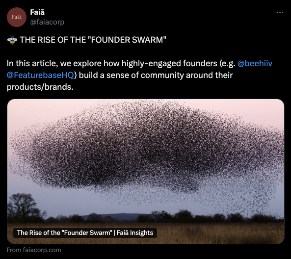 Twitter post about Featurebase's founders.