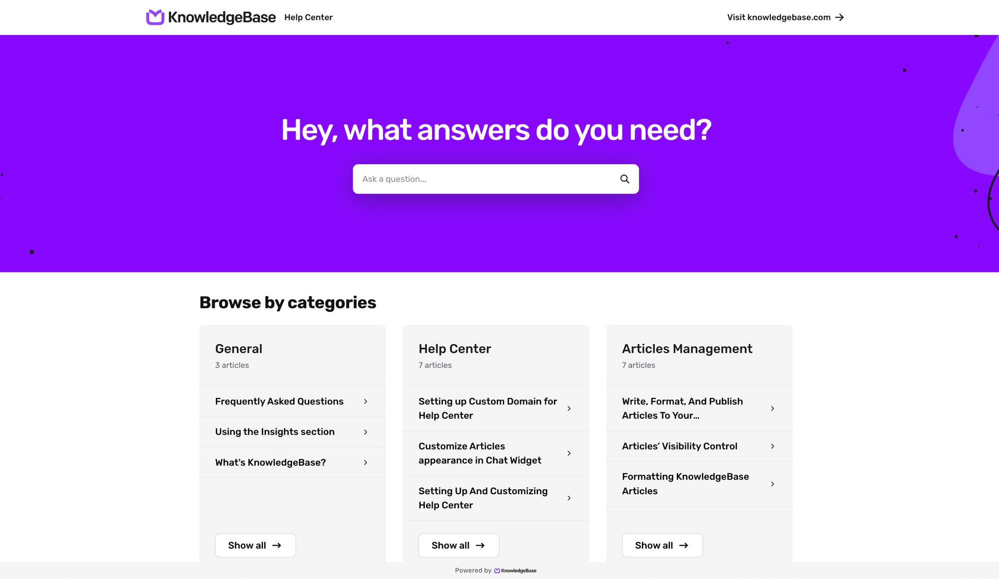 KnowledgeBase help center.
