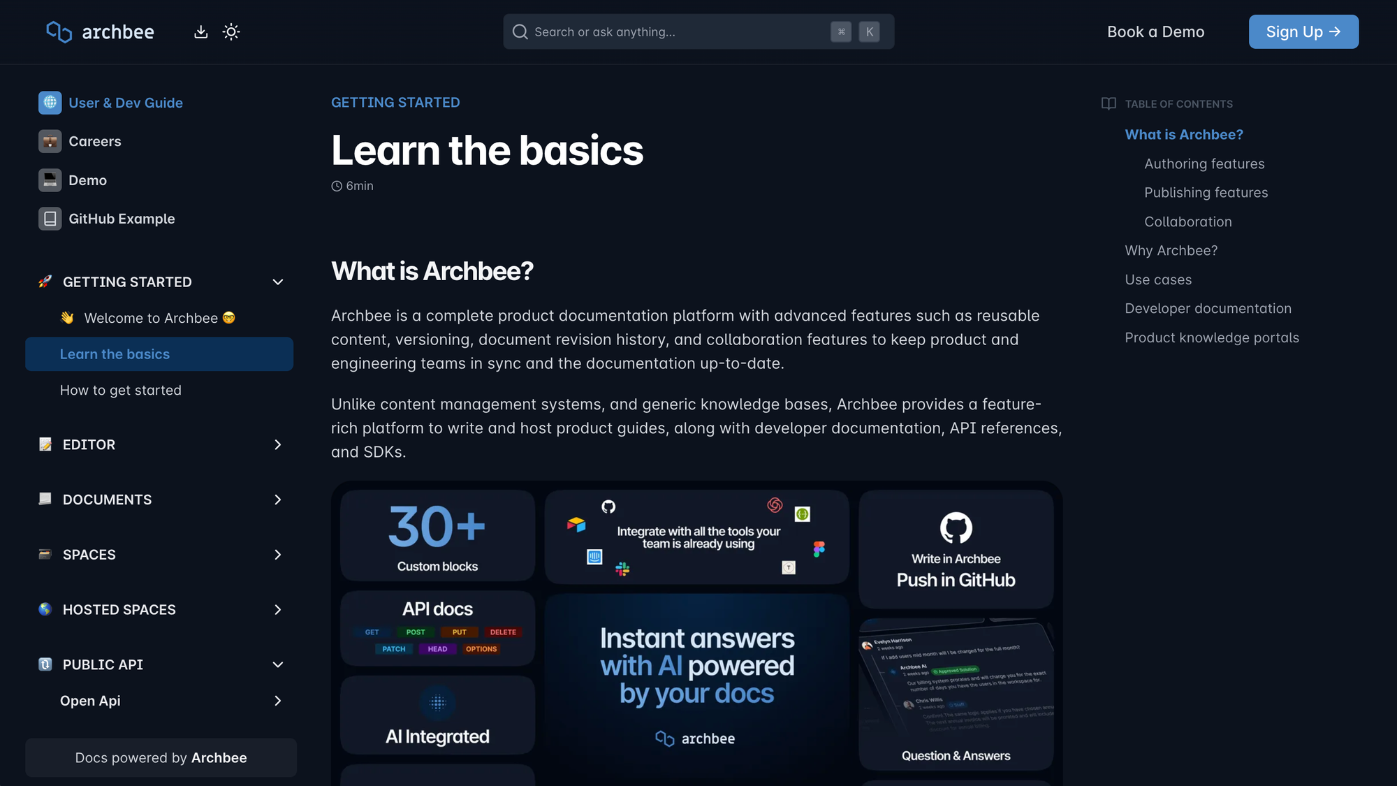 Archbee's documentation tools.