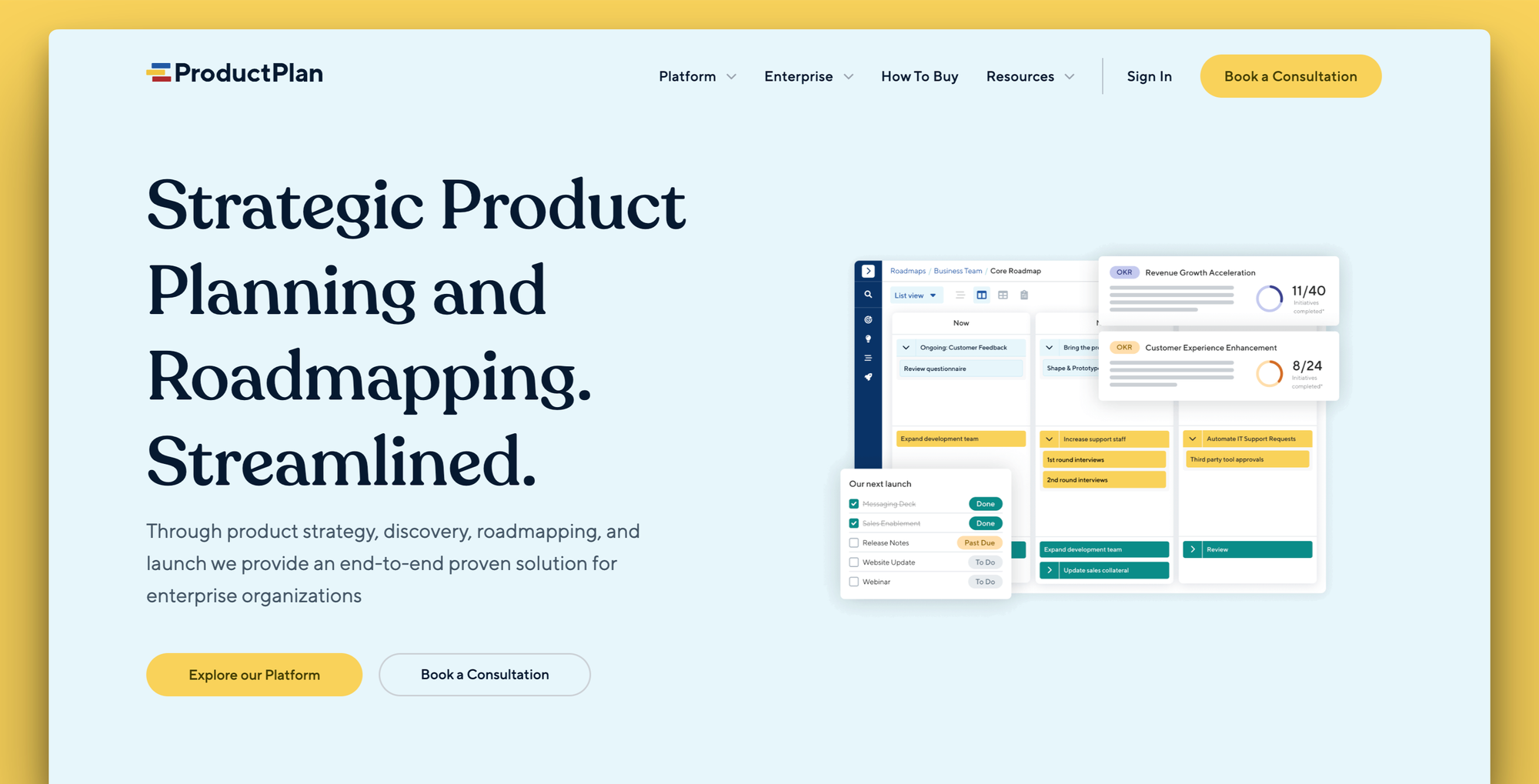 Productplan website screenshot.