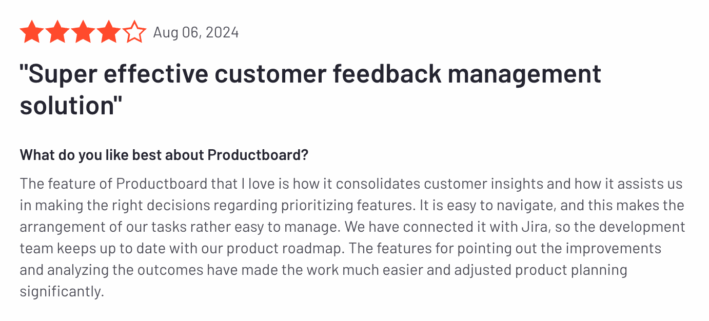 Productboard review from G2.