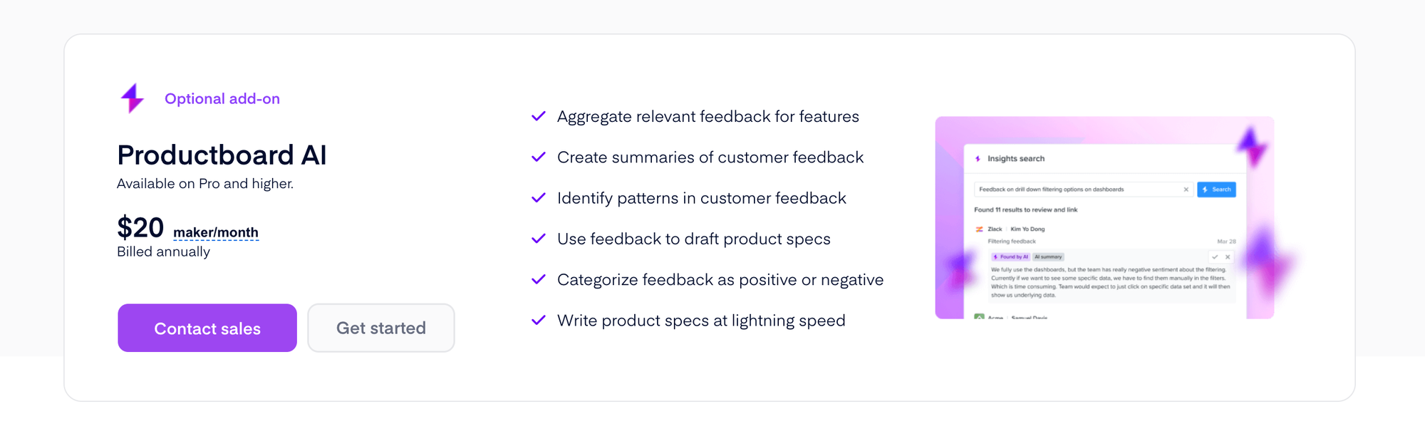 Productboard AI add-on.