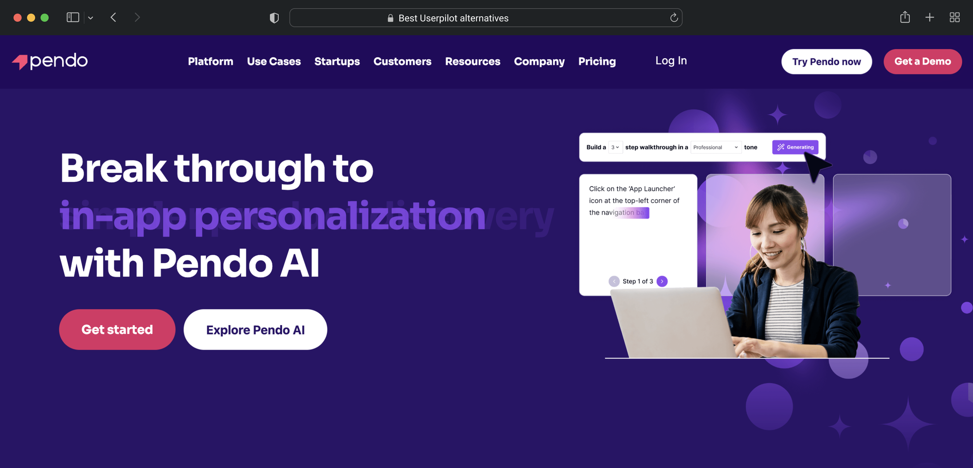 Pendo is a good Userpilto alternative for enterprises.