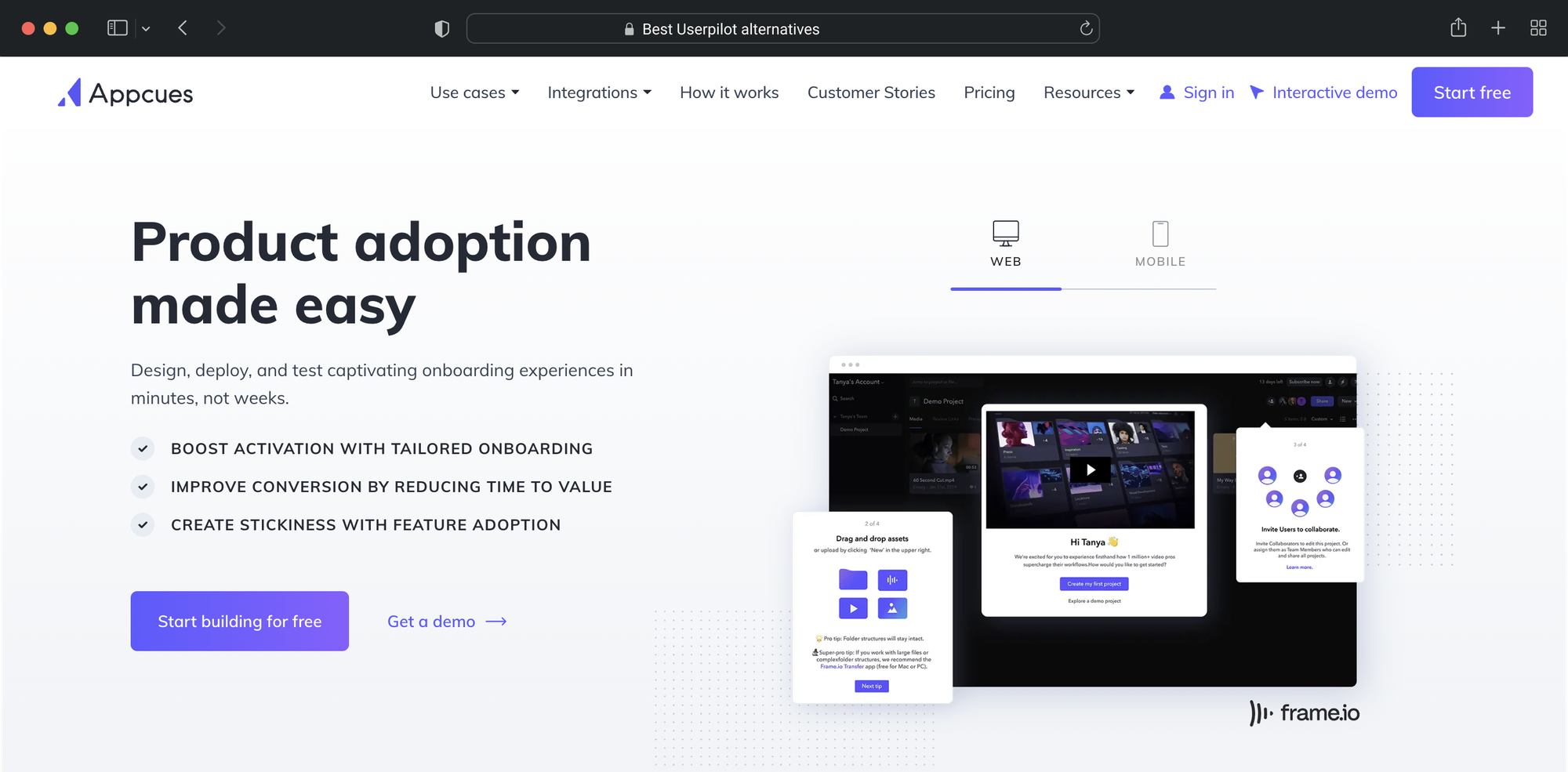 Appcues product adoption platform.