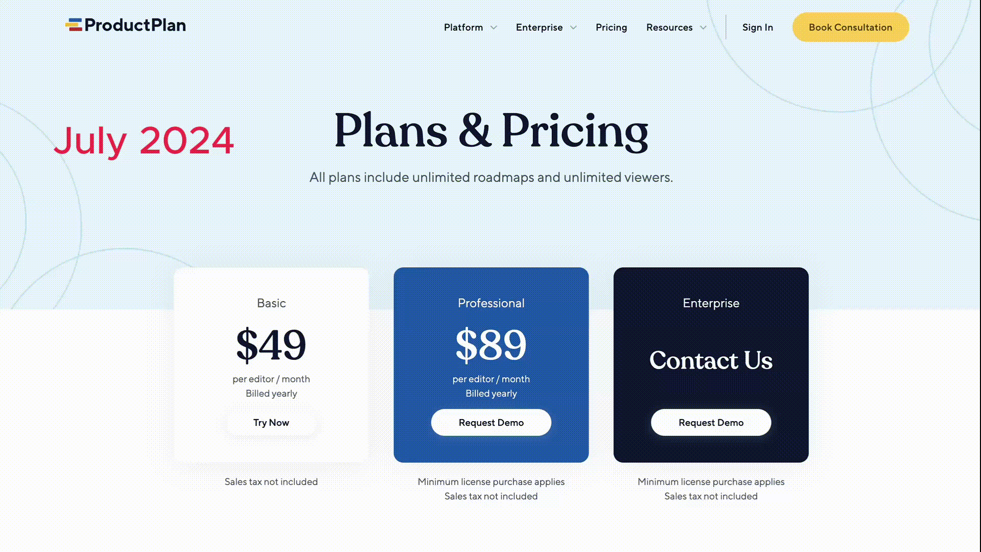 ProductPlan pricing changes in 2025.