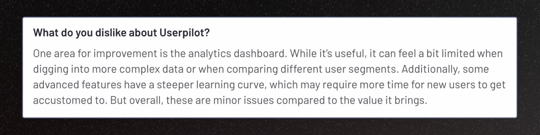 Userpilot drawbacks from G2 review.