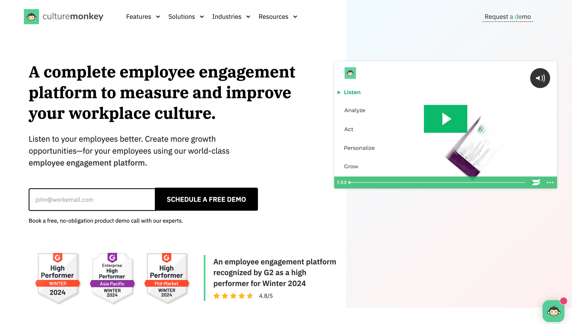 Culturemonkey is an employee engagement platform.