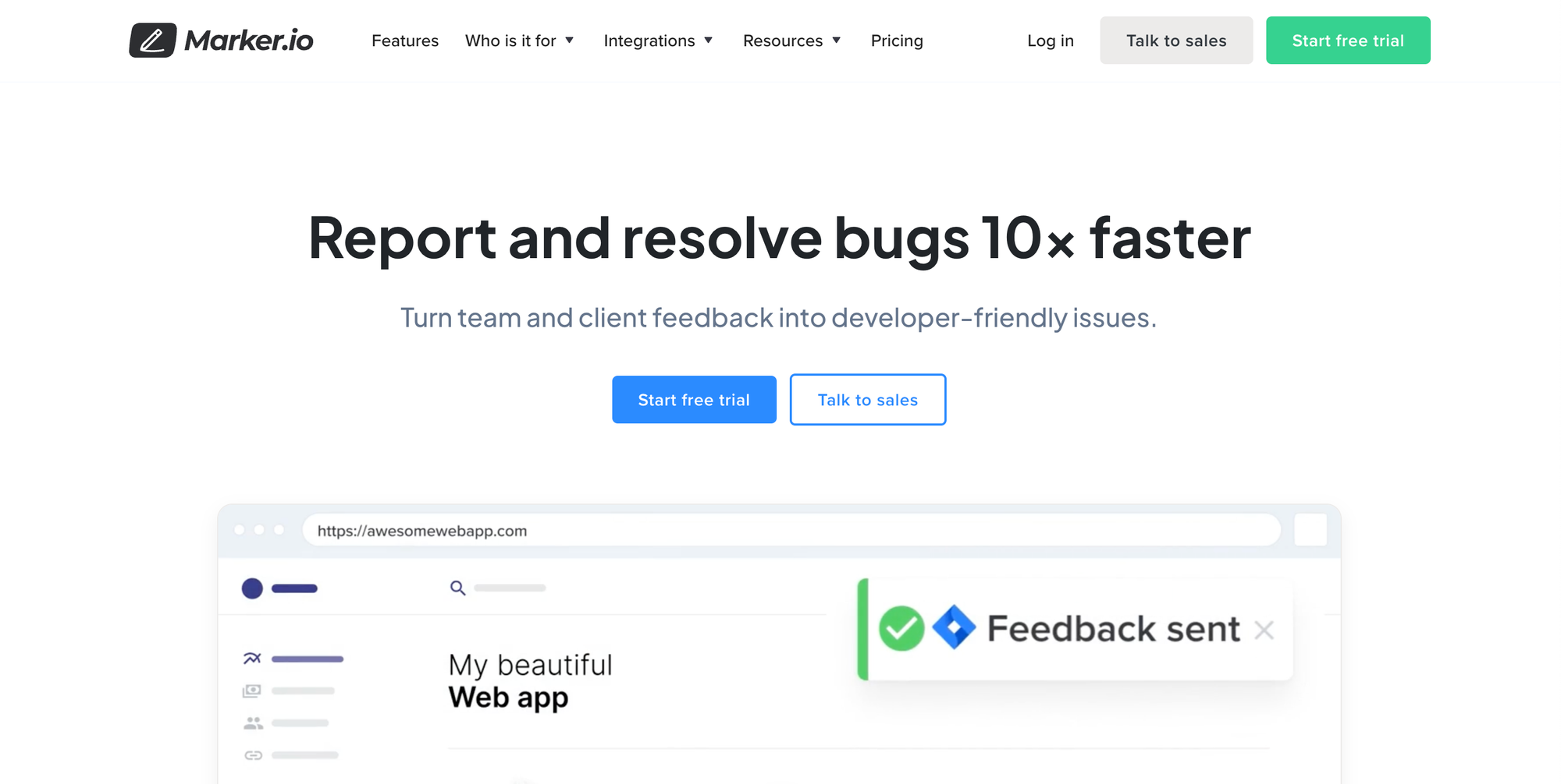 Website feedback tool: Marker.io