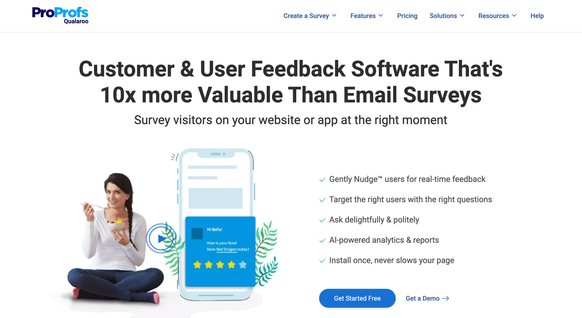 Website feedback tool: Qualaroo
