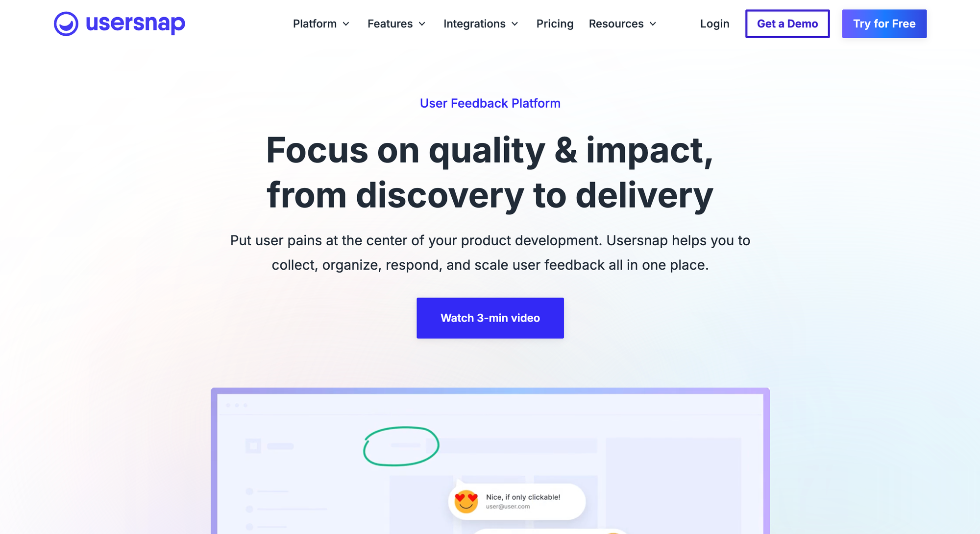 Website feedback tool: Usersnap