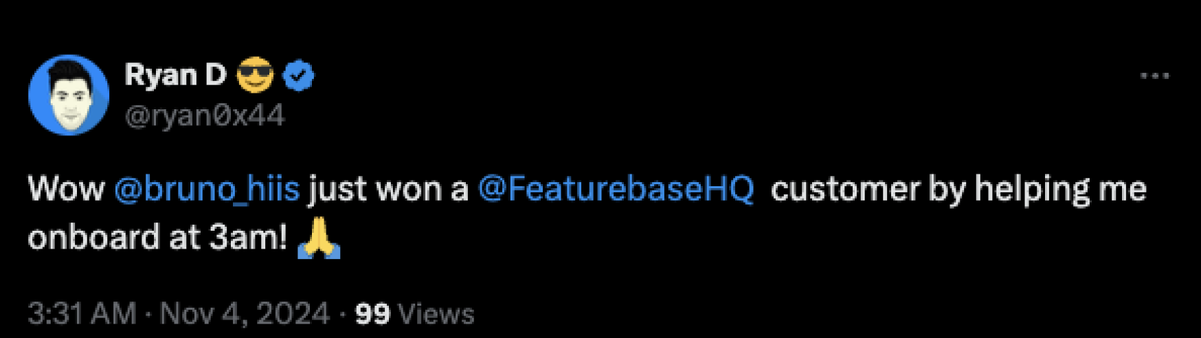 Screenshot of a happy customer from Twitter.