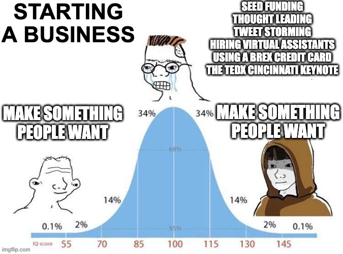 Make something people want startup meme.