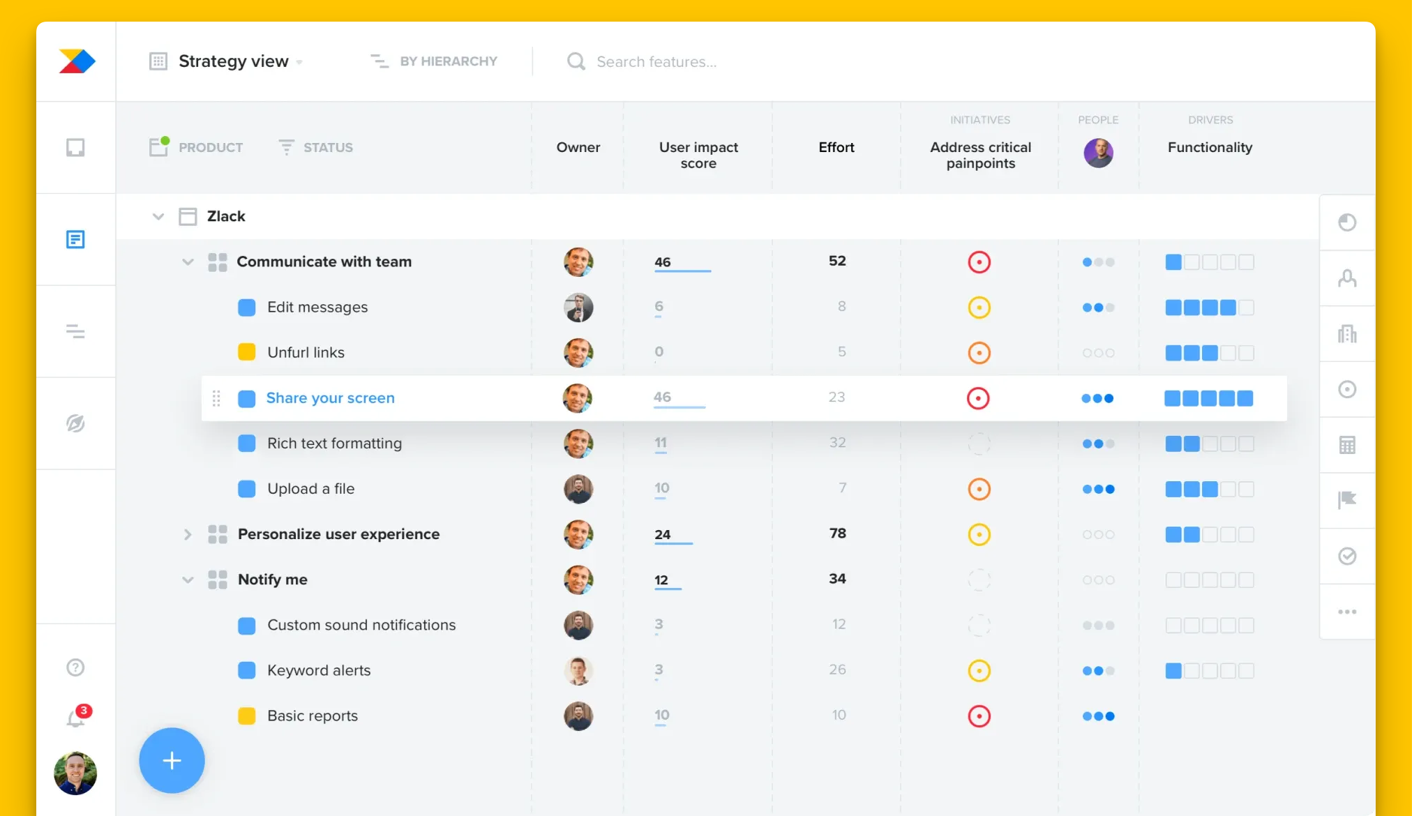 Productboard product illustration.