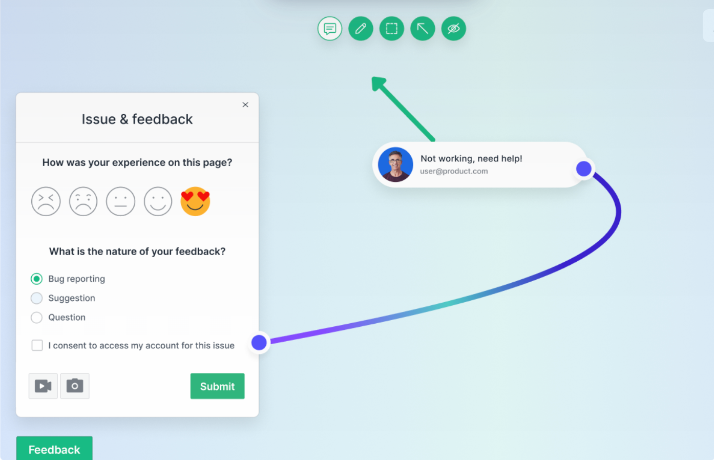 Usersnap's feedback widget.