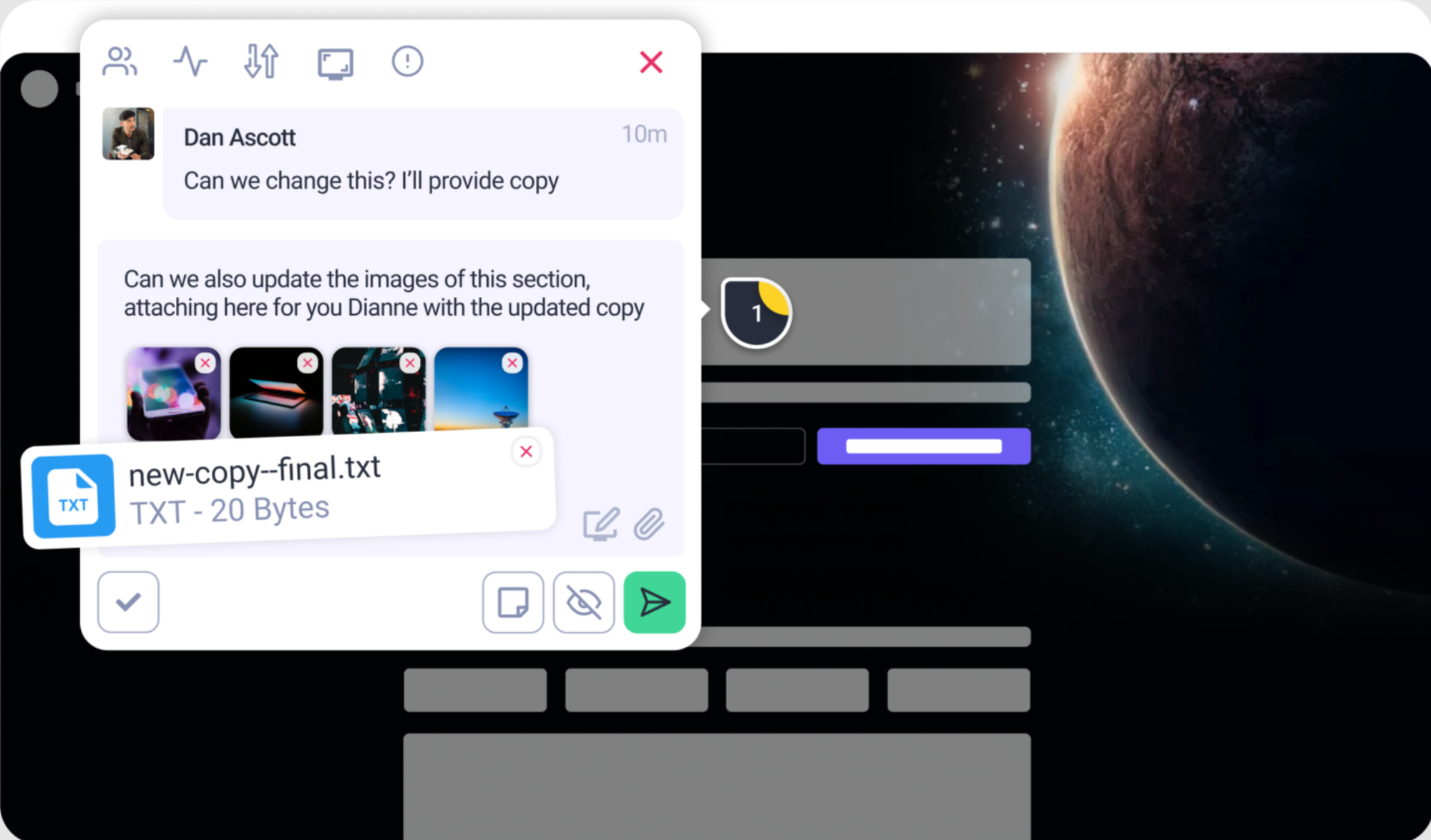Atarim feedback widget.
